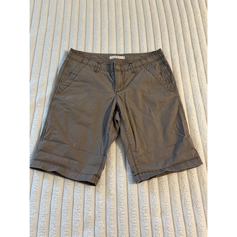 Ann taylor Loft 11” Inseam Bermuda Chino Shorts Womens 2 Brown Summer Gorpcore